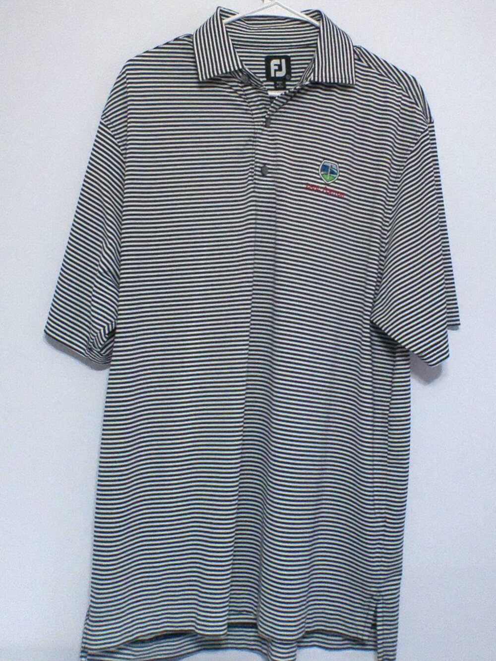 FootJoy FJ Striped Golf Polo Shirt Men’s Large Lake Ashton Performance